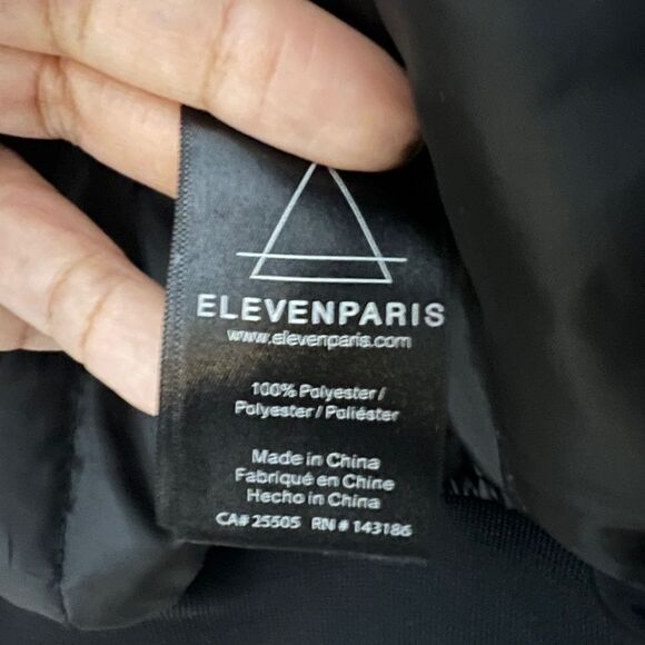 Eleven Paris Men's Black Oversized Boxy Curved Hem Nylon Bomber Jacket XL Urban - Picture 8 of 9